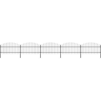 OMAXI Zahradní plot s kopím nahoře ocelový 838 x 125 cm černý 714547
