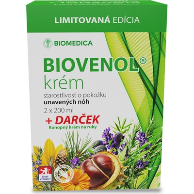BIOMEDICA BIOVENOL krém na nohy 2 x 200 ml + Konopný krém na ruky 100 ml