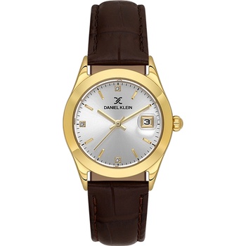 Daniel Klein DK. 6.14184-2 - дамски часовник, кварцов, 30 mm, сребрист, кристали, дата