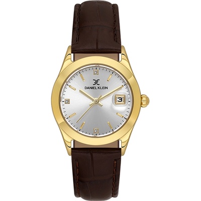 Daniel Klein DK. 6.14184-2 - дамски часовник, кварцов, 30 mm, сребрист, кристали, дата