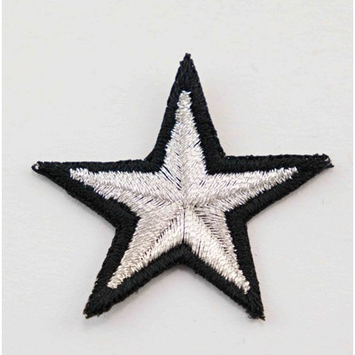 Nažehľovacia záplata - Hviezdička - malá - strieborná - rozmer 4 cm x 4 cm