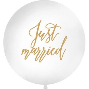 Party Deco Голям Латексов Балон "Just Married", Бял (OLBON18D-008-019)