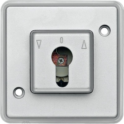 Schneider Ovládac žalúzií tlacidlový 10A/250V na klúc (SS) IP44 hliník Merten AntiVandal