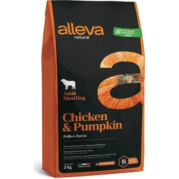 Diusapet Alleva® natural (adult maxi) chicken & pumpkin - пълноценна храна за пораснали кучета, над 1 година, едри породи, Италия - 2 кг 2080