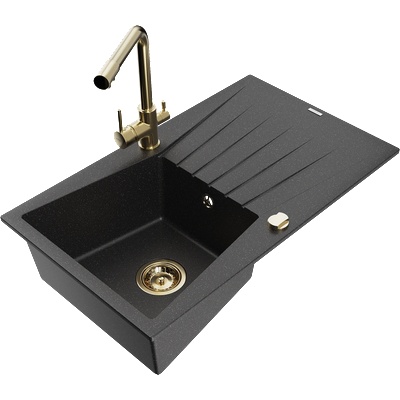 Mexen Cesar гранитна мивка с 1 отделение с отцедник и кухненски смесител (6514-73-671600-50)