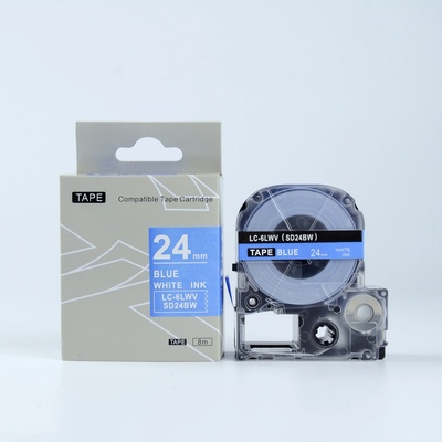 Epson LK-6LWV, SD24BW, 24mm x 9m, biela tlač / modrý podklad, kompatibilná páska