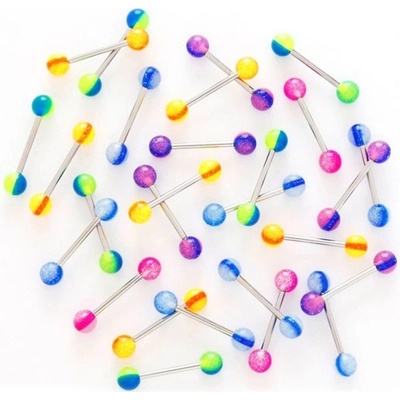 Šperky eshop piercing do jazyka barevné UV kuličky I12.16 modrá světlemodrá