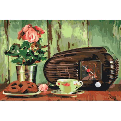 Vymalujsisam.sk Maľovanie podľa čísiel Retro rádio Veľkosť 40 x 60 cm Rám Bez rámu iba zrolované plátno