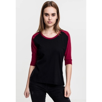 Urban Classics Дамска блуза Urban Classics blk/burgundy с 3/4 ръкавиUB-TB733-00651 - Черен, размер XS