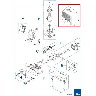 PD2123C0002 Horný plastový kryt pre ROBO RO600