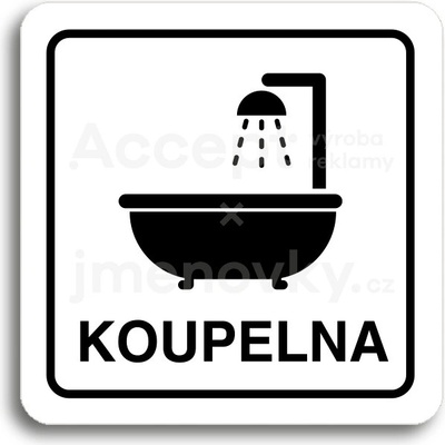 ACCEPT Piktogram koupelna - bílá tabulka - černý tisk