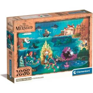 Clementoni - Puzzle Compact Disney Maps Little Mermaid - 1 000 piese