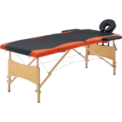 Petromila vidaXL Skladací masážny stôl 2 zóny drevo čierno oranžový