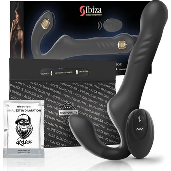 Ibiza Strapless Vibrator with Remote Control Push Button Black
