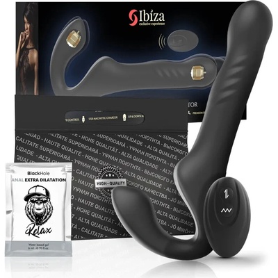 Ibiza Strapless Vibrator with Remote Control Push Button Black