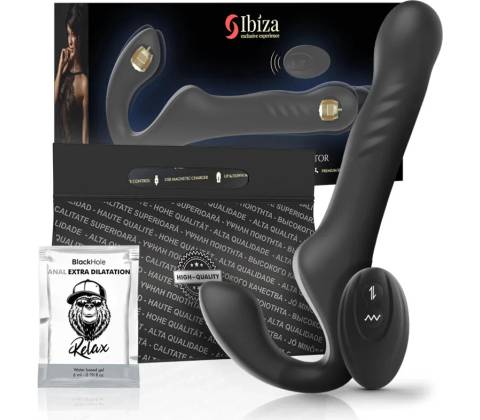 Ibiza Strapless Vibrator with Remote Control Push Button Black