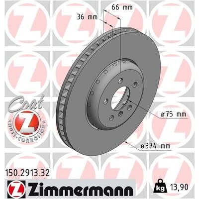 Brzdový kotúč ZIMMERMANN 150.2913.32 (150291332)