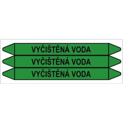 Značení potrubí, vyčištěná voda,3 ks, 355 × 37 mm PZ 009385