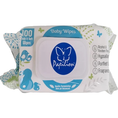 Papilion мокри кърпи, Бебешки, 100 броя