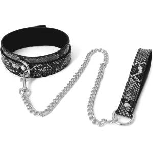 Kiotos Collar with Leash Reptile Black/Silver