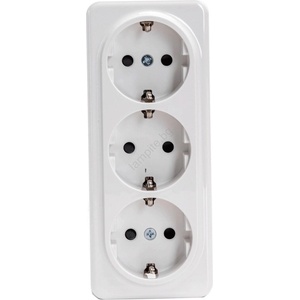 Aigostar - Тройна стенна домашна розетка SCHUKO 250V бяла (AI2948)