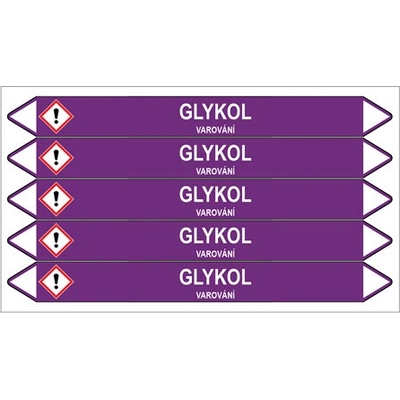 Značení potrubí, glykol,5 ks, 150 × 12 mm PZ 007185