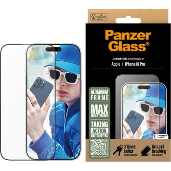 Panzer Стъклен протектор PanzerGlass за iPhone 16 Pro, Aluminum Frame, Ultra-Wide Fit