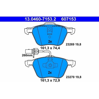 ATE 607153 Súprava brzdových doštičiek 13.0460-7153.2