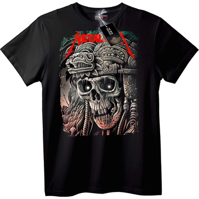 NOONEBRAND Metallica Тениска метален череп ацтек - XS, Black