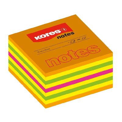 Samolepící bloček Kores Cubo Summer Neon 75x75mm 450 listů