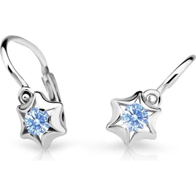 Danfil dětské náušnice hvězdičky C2159 z bílého zlata s kamínkem Arctic Blue zapínání brizura