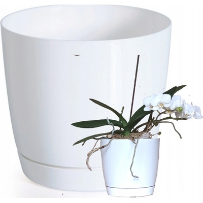 Prosperplast Kvetináč s miskou Coubi 15,5 cm biely