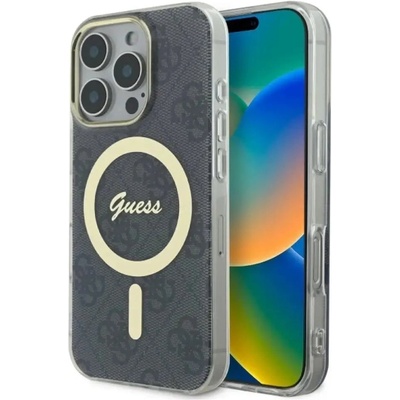 GUESS Калъф Guess IML 4G MagSafe за iPhone 16 Pro - черен (3666339341985)
