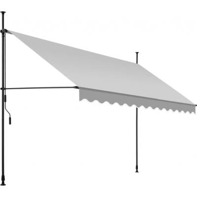 Tectake Upínací markýza s ruční klikou, výškově nastavitelná 350 x 180 cm, světle šedá