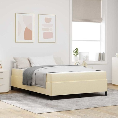 Postel s boxspringem Krémová 140 x 200 cm textil