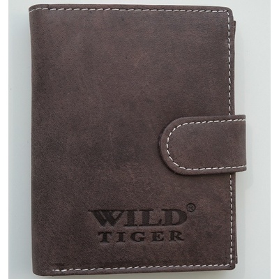 Tmavěhnědá pánská kožená peněženka na výšku Wild Tiger AM-28-072A