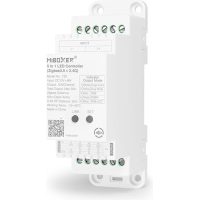 ZigBee řídící jednotka na DIN lištu 5v1 Mi-Light TZ5 pro LED pásky 2,4GHz+ZigBee 3.0