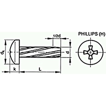 Skrutka závitorezná phillips DIN 7516A M4x12 pozink