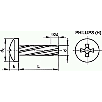 Skrutka závitorezná phillips DIN 7516A M4x12 pozink