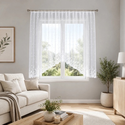 Dekorační oblouková krátká záclona na žabky STEFANIA 160 bílá 300x160 cm MyBestHome