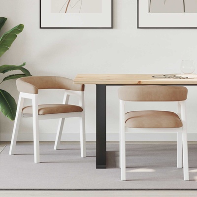 vidaXL Обедени столове 2 pcs Бяло 54 x 57 x 73 см Солидно гумено дърво (42020427)