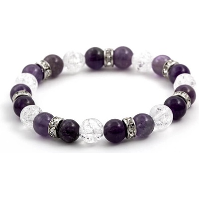Agato Korálkový náramok z ametystu a krištáľu MINK69 17 cm