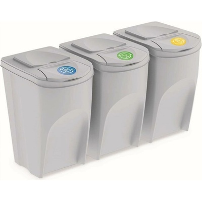 Prosperplast Sada 3 odpadkových košů SORTIBOX popelavá objem 3 x 35 L – Zbozi.Blesk.cz