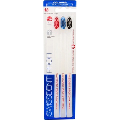 Swissdent Colours Trio zubné kefky 3 ks soft-medium