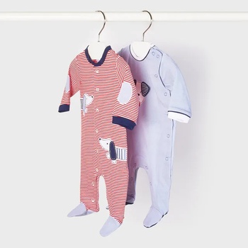 Image 1 of Mayoral Сет от 2 дълги гащеризона с кученца за момче Майорал в червено