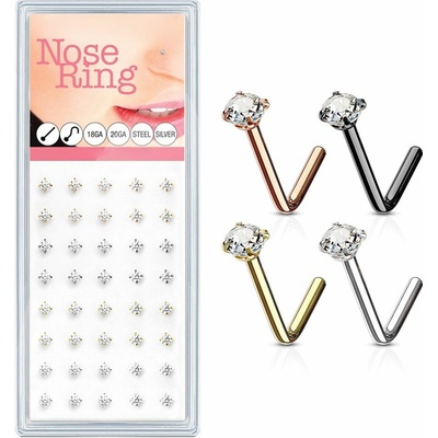S4U Sada 40ti piercingů do nosu, 3mm kámen 0,8 mm N0000-35