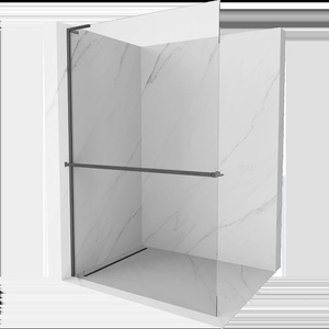 Mexen Kioto+ L душ параван със стойка Walk-in 100 x 200 см, прозрачен, изчеткан сив метал - 800-100-123-66-00 (800-100-123-66-00)