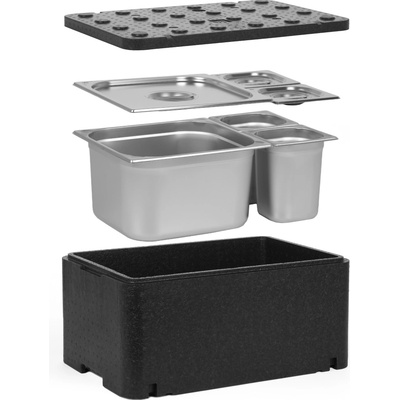 TECHNICA [Sada] Termoizolační nádoba GN 1/1 250 mm | Essential Line + 1x nádoba GN 2/3 + 2x GN 1/6, 200 mm, z nerezové oceli + víka