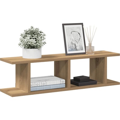 vidaXL Стенни рафтове, 2 бр, дъб артизан, 75x18x20 см, инженерно дърво (856599)