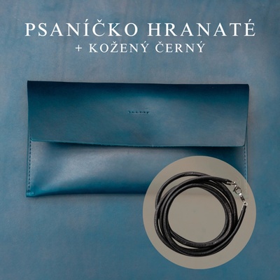 Wood Style psaníčko Hranaté Modré kožený Černý
